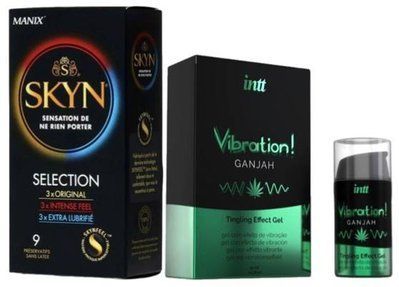 Набор из SKYN Selection (9 шт) + Жидкий вибратор Intt Vibration Ganjah (15 мл) SOS9709 фото