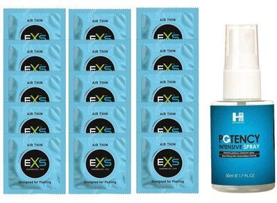 Комплект EXS Air Thin 15 шт + SHS Potency Spray SOS14763 фото