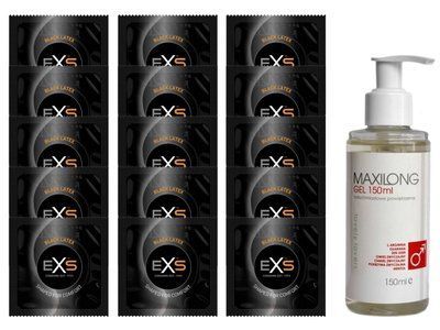 Комплект EXS Black Latex 15 шт + Lovely Lovers MAXILONG Gel (150 мл) SOS14619 фото