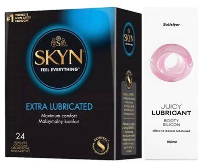 Комплект Лубрикант Satisfyer Juicy Lubricant Booty Silicon 150 мл + SKYN Extra Lube 24 шт SOS12670 фото