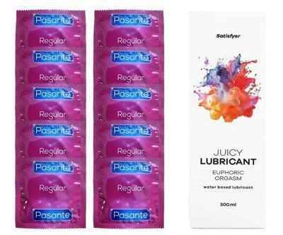 Комплект Pasante Regular 10 шт. + Лубрикант Satisfyer Juicy Lubricant Euphoric Orgasm (300 мл) SOS12118 фото