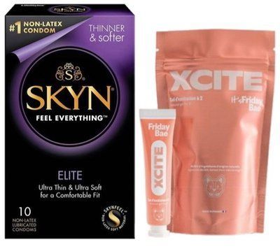 Набор из SKYN Elite (10 шт) + интимный гель для пар Friday Bae XCITE (15 мл) SOS9759 фото