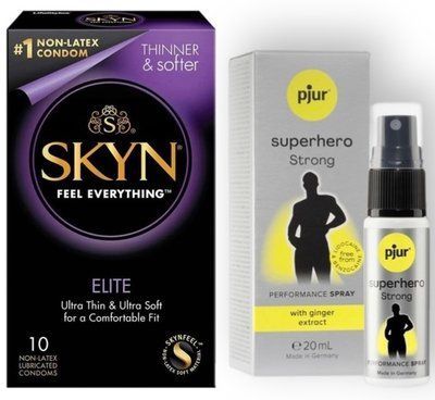 Набір з SKYN Elite 10 шт + Пролонгатор pjur Superhero Strong Spray 20 мл SOS8899 фото