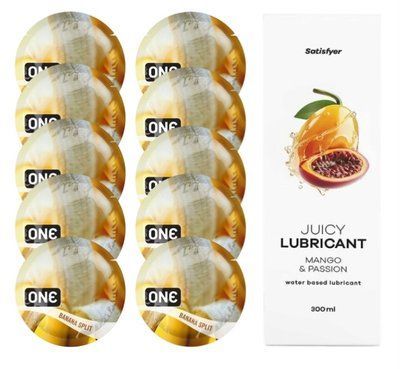 ONE Banana Split 10шт. + Лубрикант Satisfyer Mango & Passion 300 мл SOS12469 фото