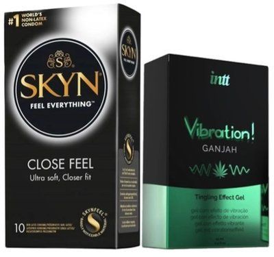 Набір з SKYN Close Feel (10 шт) + Рідкий вібратор Intt Vibration Ganjah (15 мл) SOS9809 фото