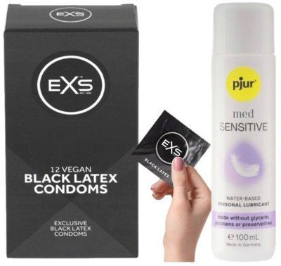 Комплект EXS Black Latex (12 шт) + Pjur MED Sensitive Glide 100 мл SOS13570 фото