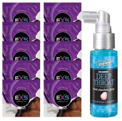 EXS Mixed Flavors Chocolate 10 шт + Doc Johnson DeepThroat &mdash; Cotton Candy (59 мл) SOS14121 фото