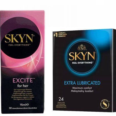Набір : SKYN Excite Orgasmic Gel for Her 15 мл (стимулюючий гель) та SKYN Extra Lube &ndash; 24 шт SOS655 фото