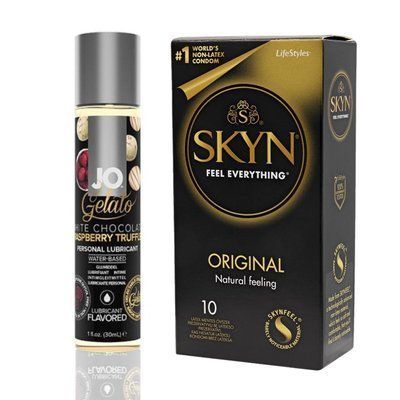 10 шт SKYN ORIGINAL + Лубрикант System JO GELATO White Chocolate Raspberry (30 мл) SOS4807 фото