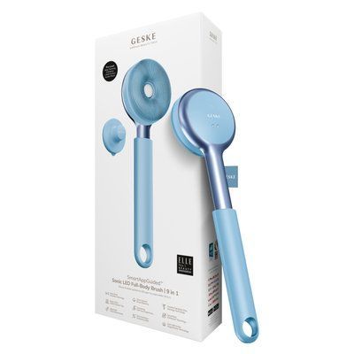Звукова світлодіодна щітка для всього тіла GESKE Sonic LED Full-Body Brush&Intensive Exfoliator 9в1 aquamarine HB0384 фото