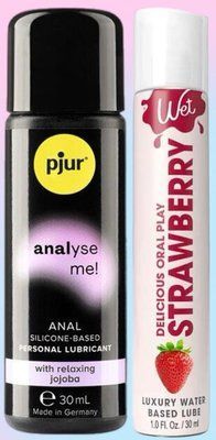 Набір лубрикантів pjur analyse me! Relaxing jojoba silicone 30 мл + Wet Oral Play Strawberry (30 мл) LB608 фото
