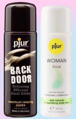 Набір лубрикантів pjur backdoor anal Relaxing jojoba silicone 30 мл + pjur Woman Aloe 30 мл LB808 фото