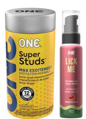 Комплект 12 шт ONE Super Studs + Гель INTT Lick Me Kissable Gel Watermelon 50 мл SOS6223 фото