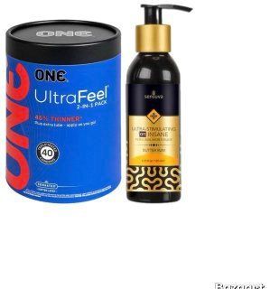 ONE UltraFeel 2-в-1. 40 шт.+Возбуждающая смазка Sensuva - Ultra-Stimulating On Insane Butter Rum (125 мл) SOS6479 фото