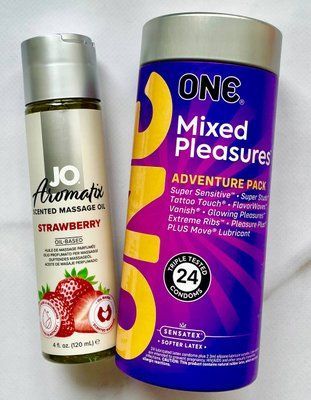 Набір 24 шт ONE Mixed Pleasures + System JO Aromatix Strawberry 120 мл SOS1701 фото