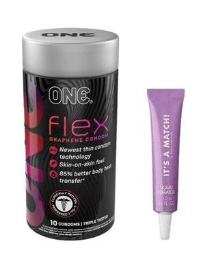 ONE Flex 10 шт. + Рідкий вібратор Bijoux Indiscrets Clitherapy Liquid Vibrator &ndash; IT'S A MATCH SOS6427 фото