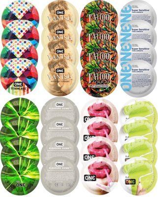 Набор с 32 шт ONE Ribs + ONE Vanish + ONE Tattoo + ONE Sensitive + ONE Glowing + ONE Dome + ONE Bubblegum + ONE Color SOS8299 фото