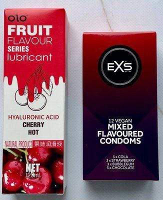 Набір EXS Mixed Flavoured 12 шт - Лубрикант OLO зі смаком вишні 120 мл SOS3602 фото