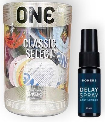 Набор из ONE Classic Select 100 шт + Boners Delay Spray SOS9000 фото