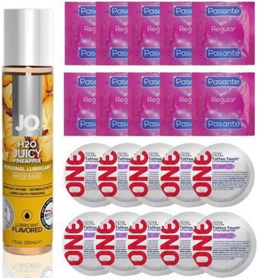 Набор 20 шт Pasante Regular и ONE Tattoo Touch + System JO H2O &mdash; Juicy Pineapple (30 мл) SOS4859 фото