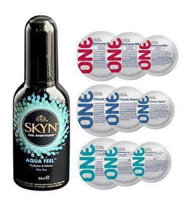 Комплект 21 шт ONE + Лубрикант Skyn ​​AQUA FEEL 80 мл SOS4201 фото