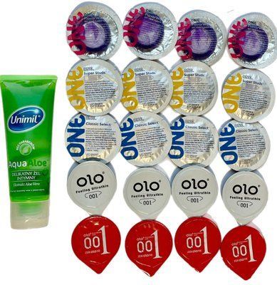 Набір з 20 шт - ONE, OLO + Лубрикант Unimil Aloe 80 мл SOS1355 фото