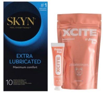 Набор из SKYN Extra Lube (10 шт) + Жидкий вибратор Friday Bae XCITE (15 мл) SOS10160 фото