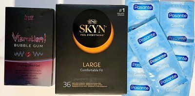 Набір 46 шт SKYN Large - Pasante Cooling + Рідкий вібратор Intt Vibration Bubble Gum (15 мл) SOS1501 фото