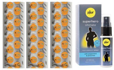 Комплект: EXS Delay 15 шт + Пролонгатор pjur Superhero Ultimate Spray (20 мл) SOS11113 фото