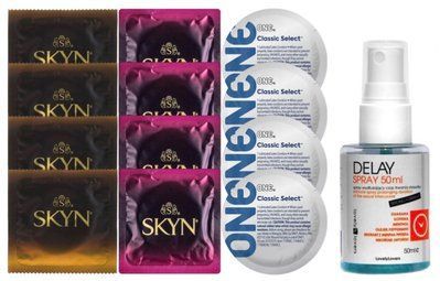 Комплект: Пролонгатор LOVELY LOVERS DELAY SPRAY 50 ML + 8 шт. SKYN + 4 шт. ONE Classic SOS10864 фото