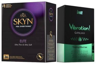 Набор из SKYN Elite 36 шт + Жидкий вибратор Intt Vibration Ganjah (15 мл) SOS10210 фото