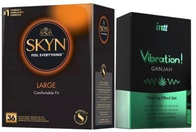Набір з SKYN Large (36 шт) + Рідкий вібратор Intt Vibration Ganjah (15 мл) SOS9910 фото
