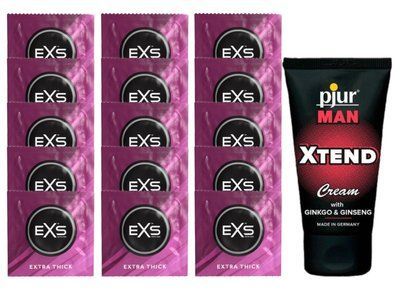 Комплект EXS Extra Thick 15 шт + pjur MAN Xtend Cream SOS14714 фото