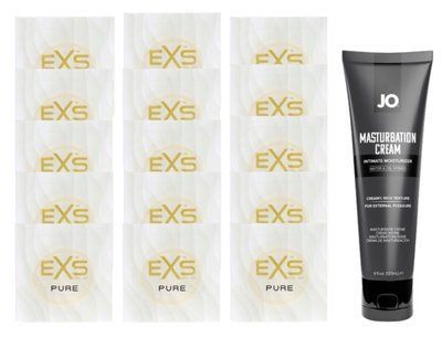 Комплект EXS Pure15 шт + JO Masturbation Cream (120 мл) SOS14874 фото