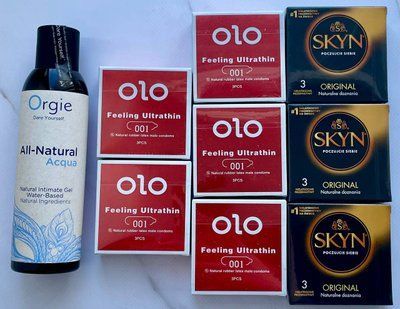 Набор 24 шт OLO возбуждающие 001 + Skyn ​​Original + Лубрикант ALL-NATURAL Acqua 150 мл Orgie SOS3802 фото
