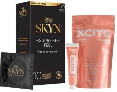 Набор из Skyn ​​Supreme Feel 10 шт. + Жидкий вибратор Friday Bae XCITE (15 мл) SOS10260 фото