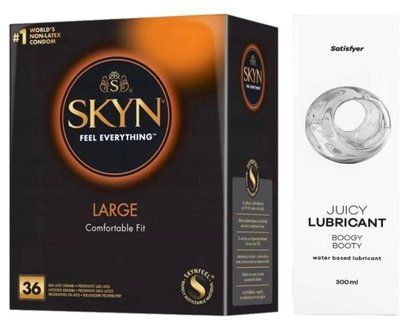 Набор Лубрикант Satisfyer Boogy Booty 300 мл + SKYN Large 36 шт SOS12721 фото