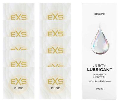 Набір: EXS Pure 10 шт. + Лубрикант Satisfyer Naughty Neutral 300 мл SOS11213 фото