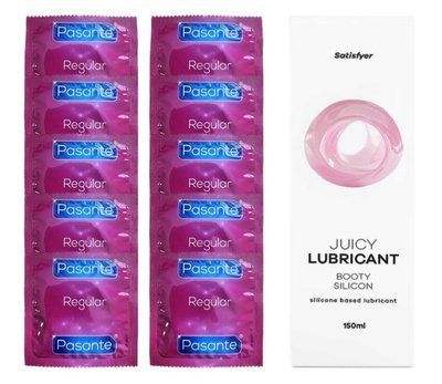 Комплект Pasante Regular 10 шт. + Лубрикант Satisfyer Juicy Lubricant Booty Silicon (150 мл) SOS12119 фото