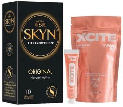 Набор из SKYN Original (10 шт) + жидкий вибратор Friday Bae XCITE (15 мл) SOS9860 фото