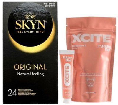 Набор из SKYN ORIGINAL 24 шт. + Жидкий вибратор Friday Bae XCITE (15 мл) SOS9960 фото