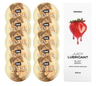 Комплект ONE 𝐕𝐀𝐍𝐈𝐒𝐇 10 шт. + Лубрикант Satisfyer Juicy Lubricant Blast Berry (300 мл) SOS12169 фото
