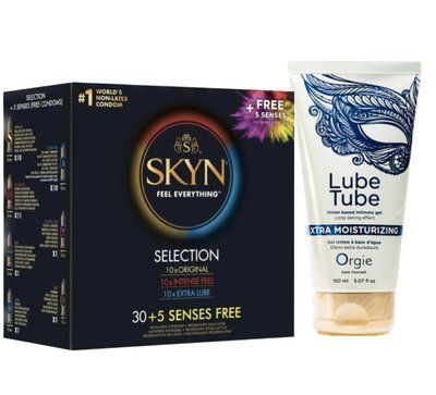 SKYN Selection 30 + 5 of 5 Senses &mdash; 35 шт та Змазка ORGIE Lube Tube Xtra, 150 мл SOS806 фото