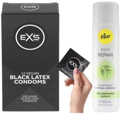 Комплект EXS Black Latex (12 шт) + Pjur MED Repair Glide 100 мл SOS13571 фото