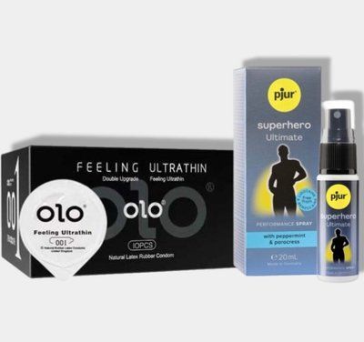 OLO 0.01 Feeling Ultrathin Black 10 шт + Пролонгатор pjur Superhero Ultimate Spray 20 мл SOS5885 фото