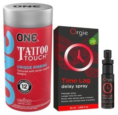Набор из ONE Tattoo Touch Pack 12 шт+Пролонгатор Time Lag, 25 мл. ORGIE SOS9450 фото