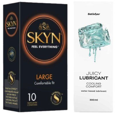 Набор Лубрикант Satisfyer Cooling Comfort 300 мл + SKYN Large 10 шт SOS12771 фото