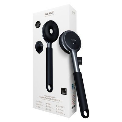 Звукова світлодіодна щітка для всього тіла GESKE Sonic LED Full-Body Brush&Intensive Exfoliator 9в1 black HB0385 фото