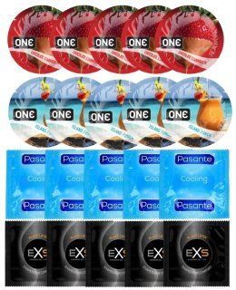 Набір 20 шт ONE Chocolate Strawberry + ONE Island Punch + Pasante Cooling + EXS Black Latex SOS7220 фото