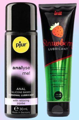 Набір лубрикантів pjur analyse me! Relaxing jojoba silicone 30 мл + Intt Strawberry (100 мл) LB574 фото